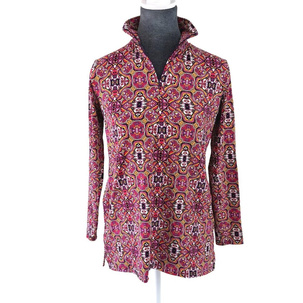 Lands' End Womens 1/4 Zip‎ Long Sleeve Pullover - Pink/Purple Multi - Size XS